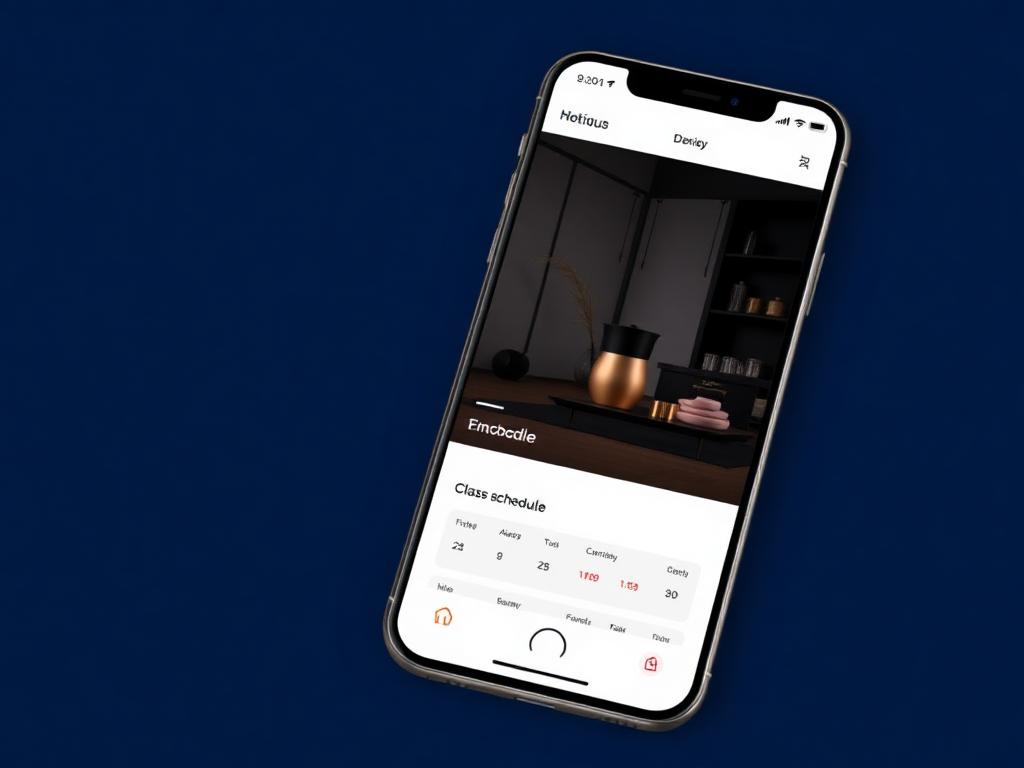 Boutique fitness studio website concept homepage showing a class schedule and sign-up flow
